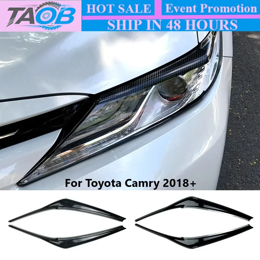 Car Front Headlight Eyelids For Toyota Camry 2018+ Headlamp Eyebrow Cover Trim Eyelash Aftermarket Parts Tuning Car Accessories
