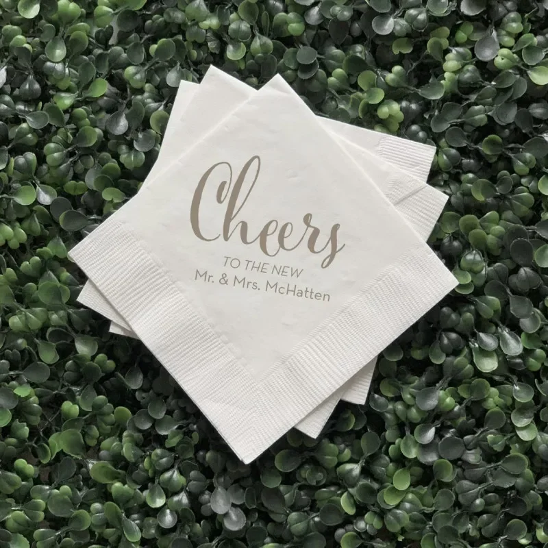 

Cheers to the Newlyweds Personalised Wedding Napkins | Rehearsal Dinner | Engagement Party | Custom Bar Napkins|Wedding Napkins