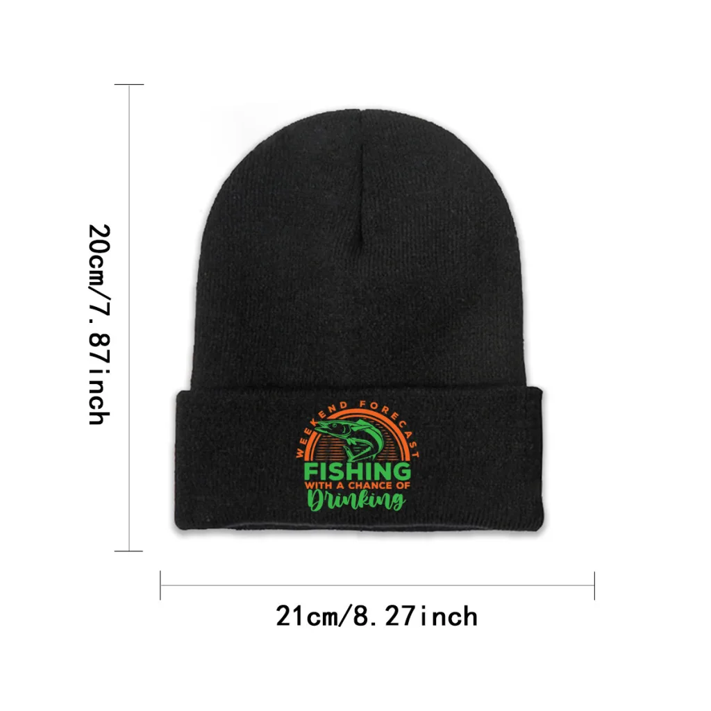 Carp Fishing Fisher Skullies Beanies Caps Weekend Forecast Fishing Knitted Winter Warm Bonnet Hats Unisex Ski Cap