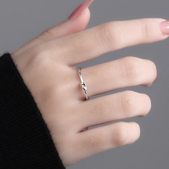 SOFTPIG-anillo ajustable de Plata de Ley 925 con nudo para mujer, joyería fina Irregular, estilo minimalista, Punk