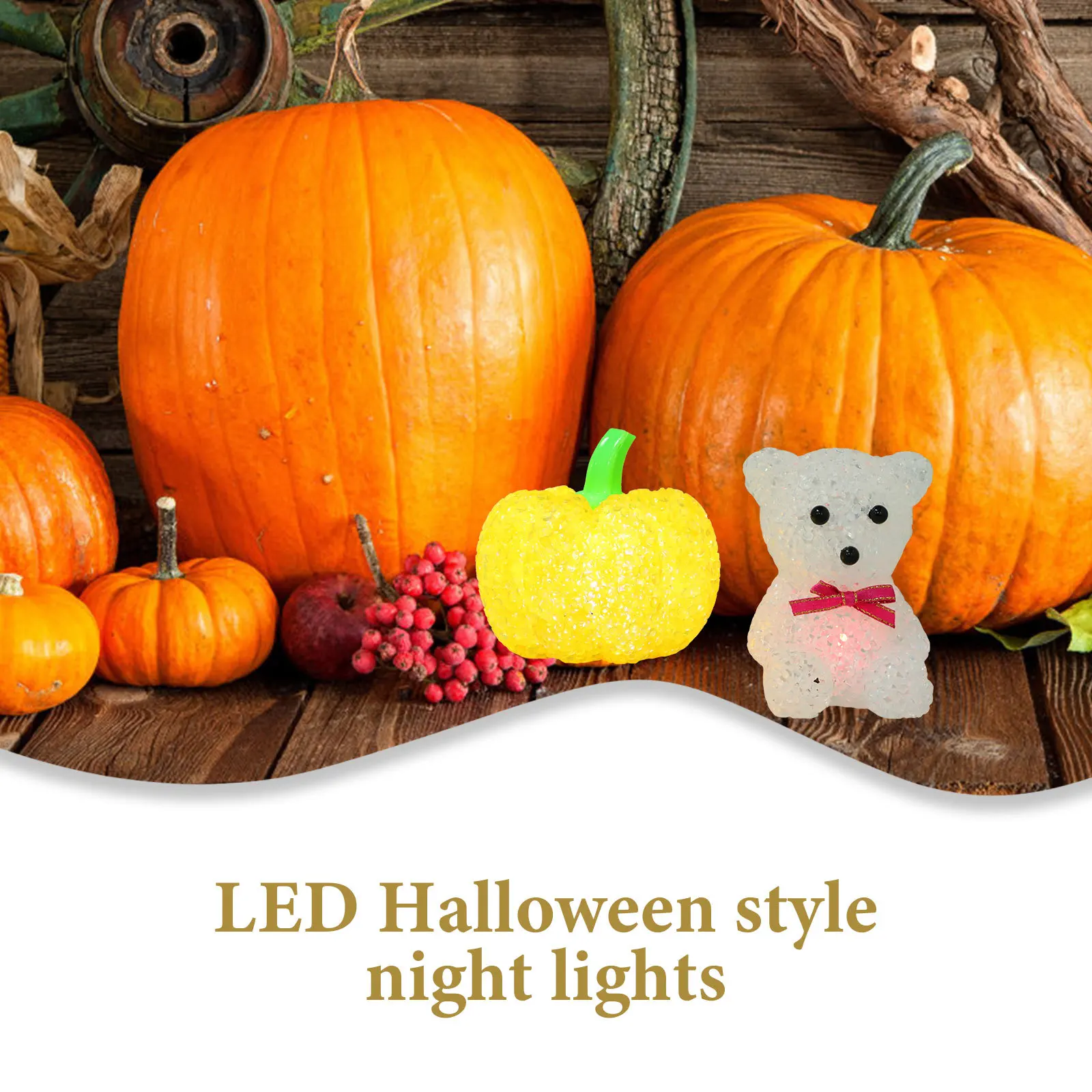 

2Pcs Halloween LED Plastic Pumpkin Light Decorative Bear Night Lamp Party Home Bar Shop Atmosphere Pumpkin Light