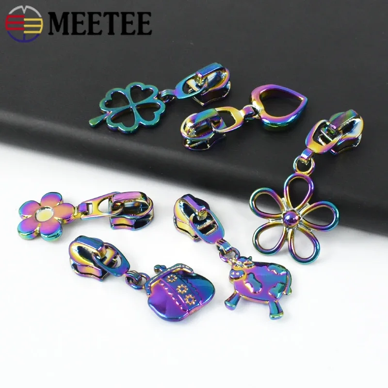 5/10/20Pcs 5# Meetee Nylon Zipper Slider Pulls for Zippers By The Meter Bag Zip Head Puller Closure Zips Repair Sewing Accessory