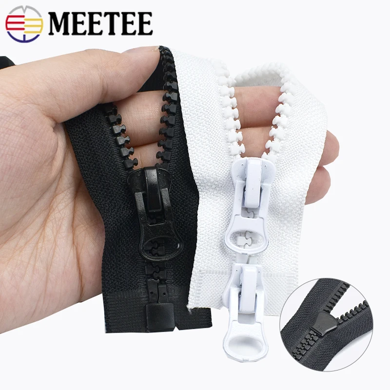 

Meetee 5# 8# Resin Zippers 60-300cm Open-End Zips Single/Double Slider Closure Zip Clothes Zipper Repair Kits Sewing Accessories