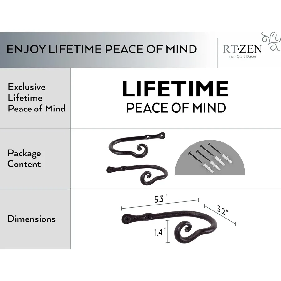 أربطة ستائر معدنية مزخرفة لغرفة المعيشة وغرفة النوم على طراز المزرعة مع ستائر من الحديد المطاوع باللون الأسود الكلاسيكي