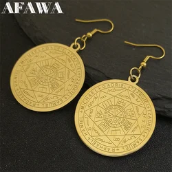 Seal of Seven Archangels Gold color Earrings for Women Stainless Steel Solomon Talisman Protection Earring Jewelry E6059S02