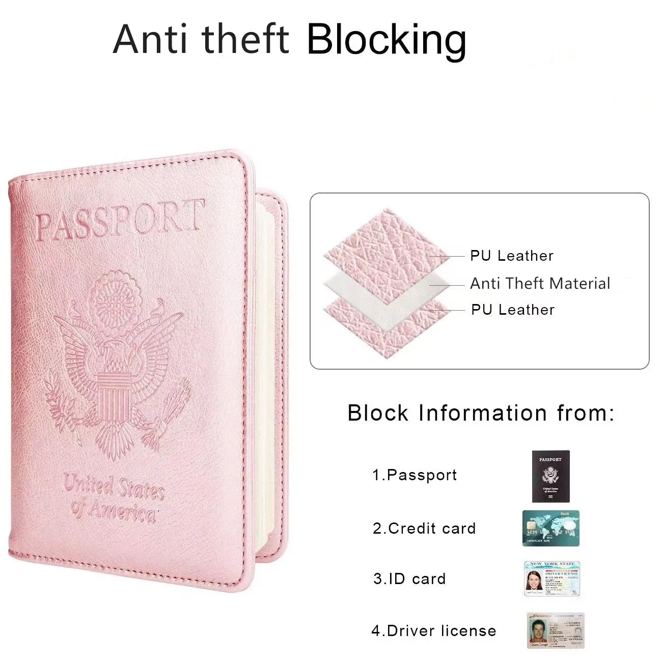 Passport Holder for Travel, RFID Passport Cover Wallet for Women Men, PU Leather Passport Book Card Holder Case view 3
