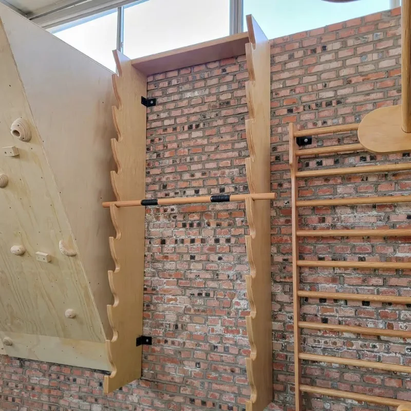Upper Body Strength Exercise Wall Mounted Wooden Jump Climbing Siding Multipurpose Climbing Frame