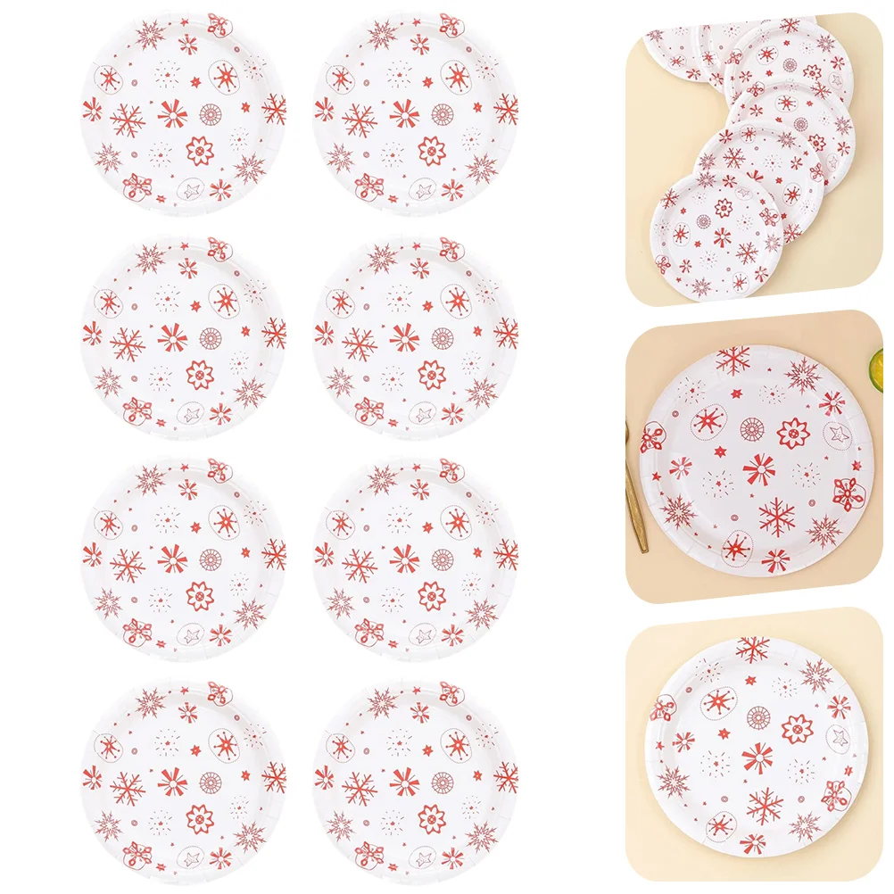 

Dinner Round Paper Plate Christmas Themed Tableware Flatware Plates Disposable Xmas Printing