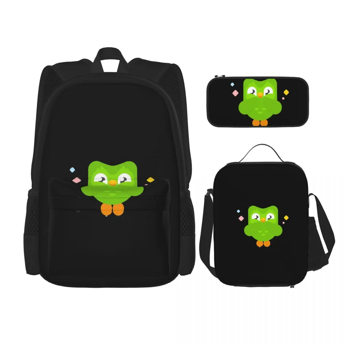

Рюкзаки Duolingo Owl Duo для мальчиков и девочек, школьные сумки для детей, детский рюкзак, сумка для обедов, сумка для ручек, набор из трех предметов