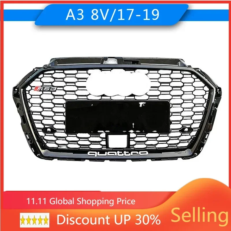 

Car Front Bumper Grille Grill For Audi A3/S3 8V 2017 2018 2019 upgrade to RS3 Racing grills