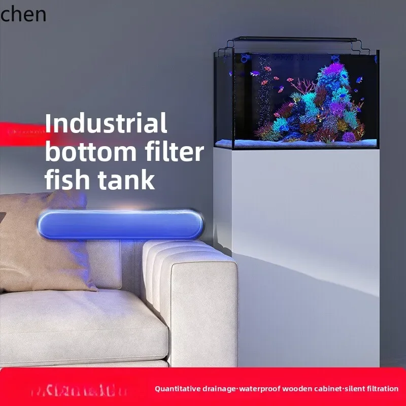 new fish tank bottom filter filter system complete set of integrated small cabinet  glass ultra-white stream sleeve tank