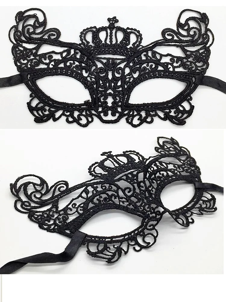 Mystery Crown Stereotyp Spitzenmaske Hohle Augenmaske Krone Halloween Weihnachten Maskerade Partyzubehör