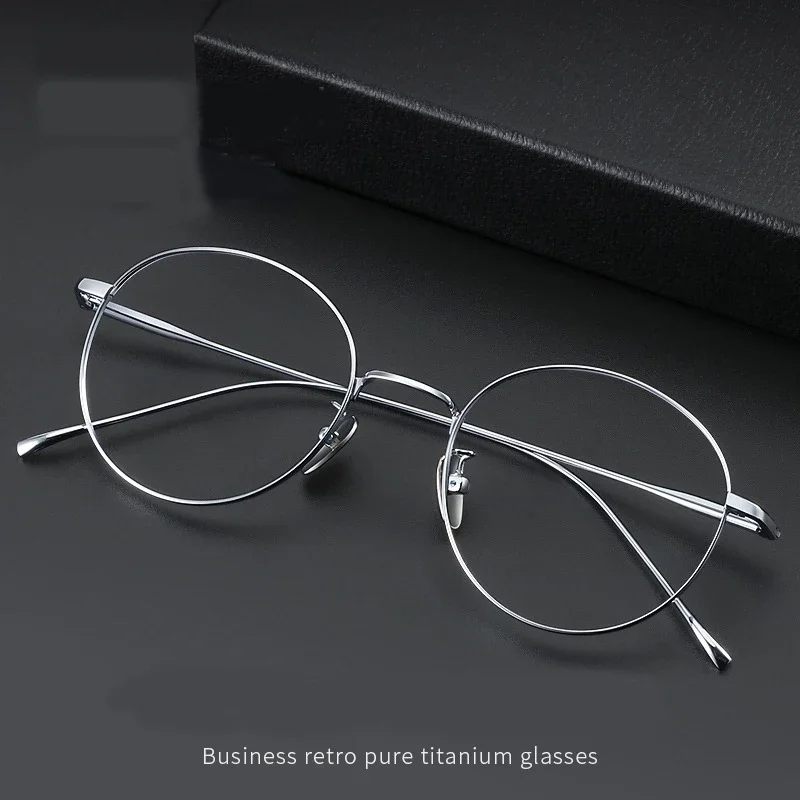 

New Ultra Light Pure Titanium Retro Round Frame Glasses High Quality Handmade Optical Eyeglasses for Men and Women