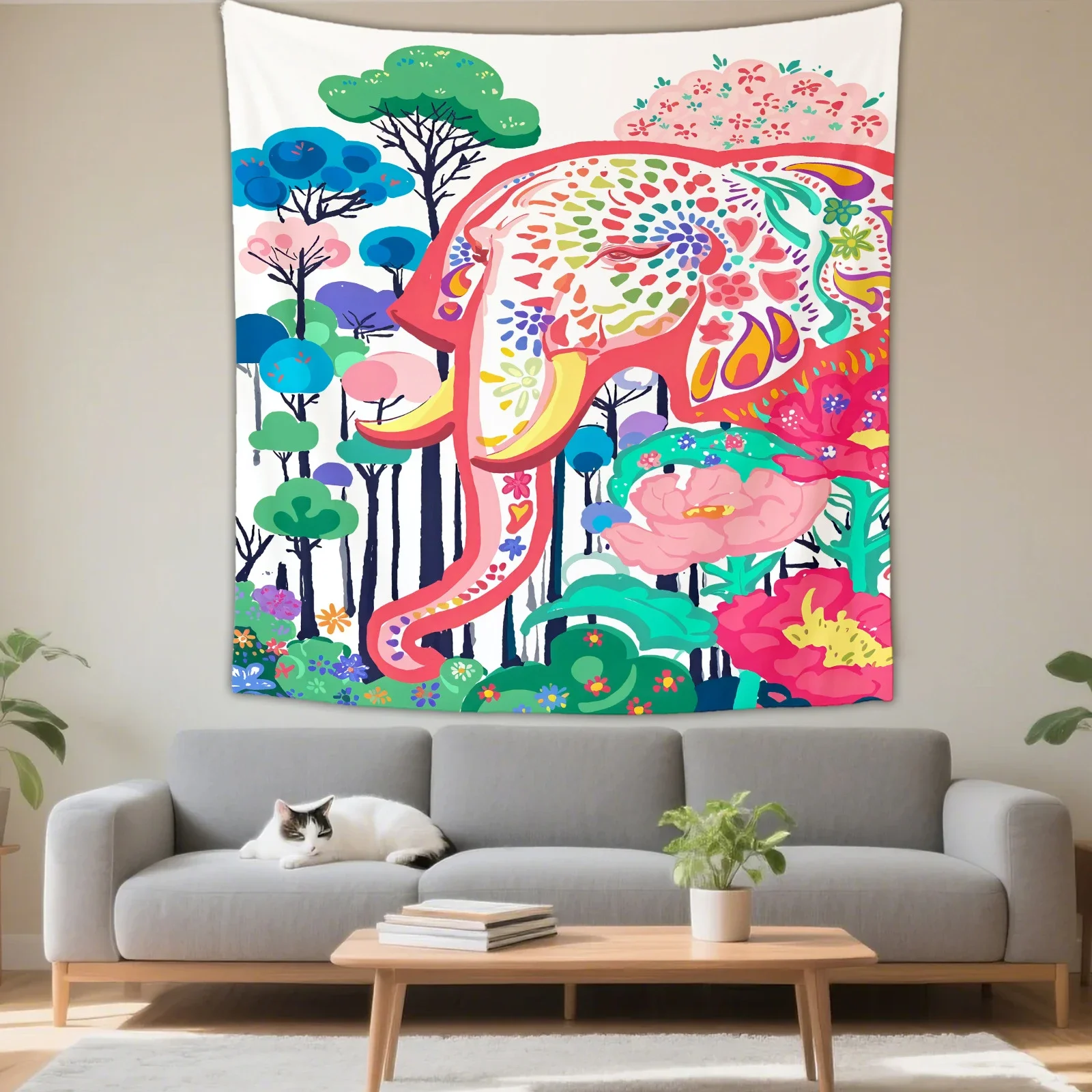 VIKAMA Cosmic Kiss & Elephant Tapestry, 6 Assorted Designs, Wall Hanging Art for Bedroom Living Room