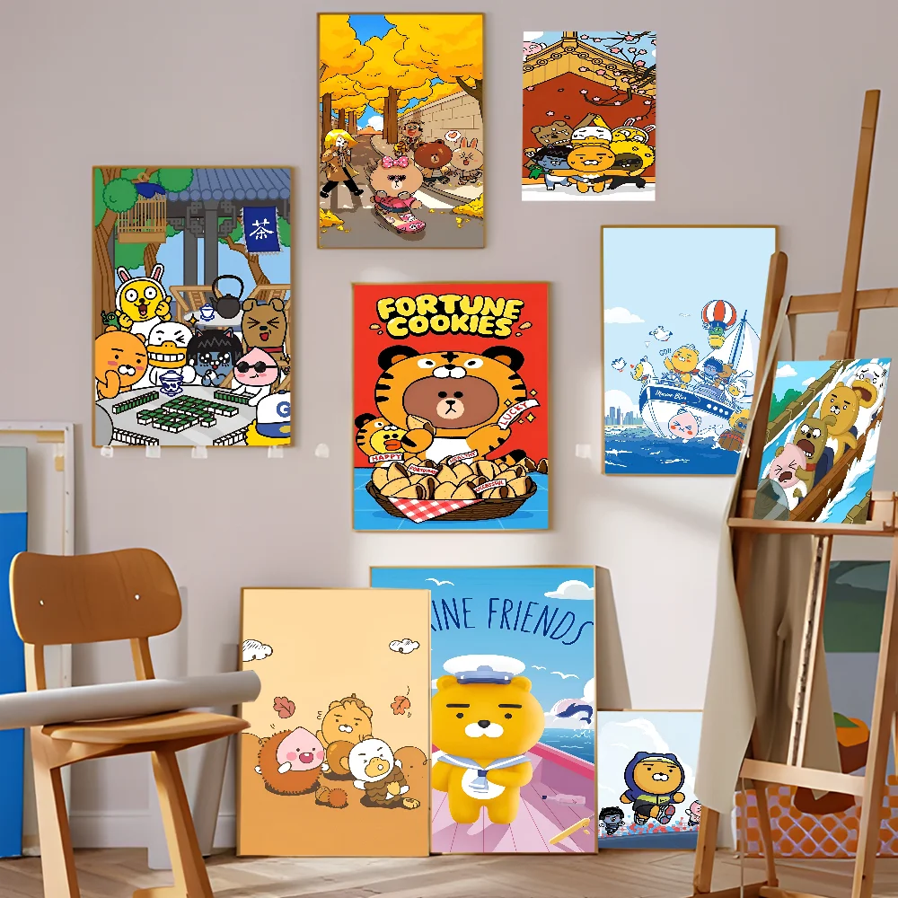 Cartoon K-Kakao F-Friends Whitepaper Poster HD Quality Poster Wall Art Painting Study Room Wall Decor