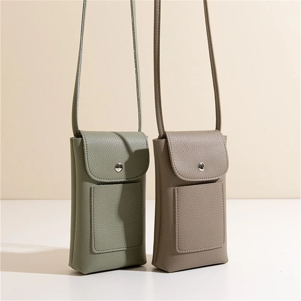Damska miękka skórzana torby typu Crossbody z klapką modna uniwersalna torba na telefon na ramię prosta solidny portfel torebka torebka podróżna