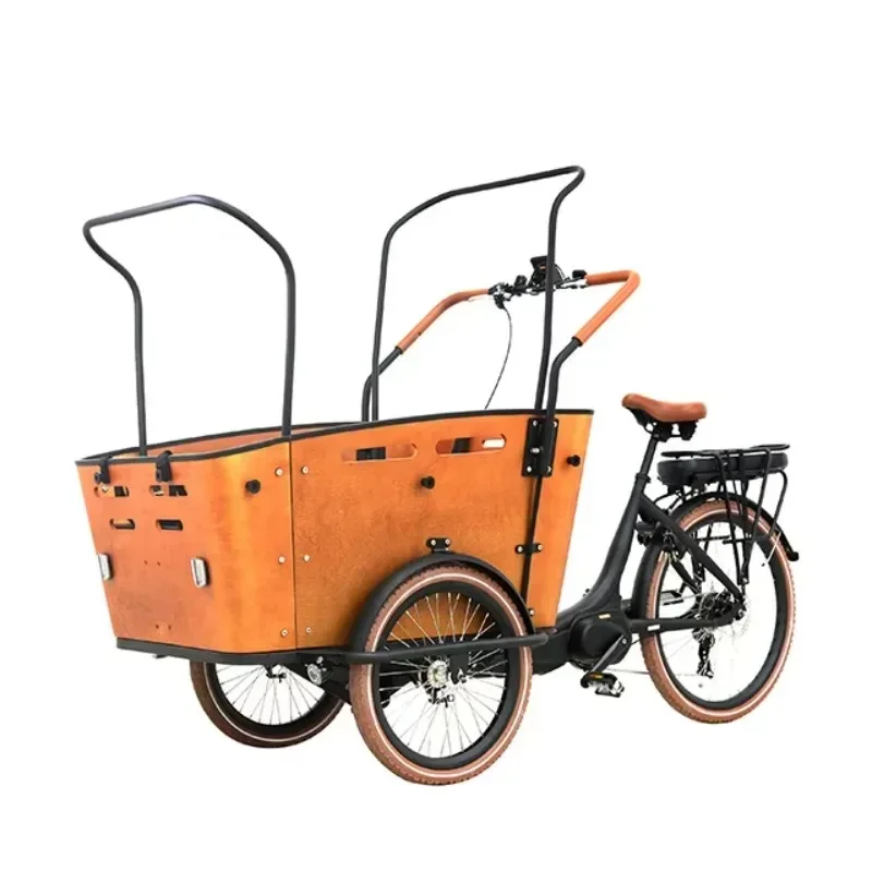 adult 3 wheel trike bafang mid drive 250w motor electric cargo tricycle with cabin