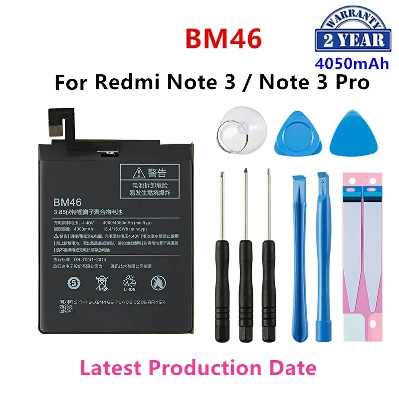 

Brand New BM46 4050mAh Battery For Xiaomi Redmi Note 3 / Note 3 Pro BM46 Phone Replacement Batteries +Tools