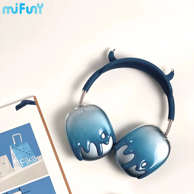 Mifuny Airpods Max Case Cover Blue Devil's Corner Head Beam Protective Cover Earphone Decoration Headphone Accessories Y2K Gift