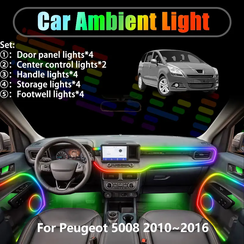 

Для Peugeot 5008 2010~2016 T8 MK1 2/18 в 1: Комплект светодиодной подсветки салона и багажника USB RGB с эффектом потока