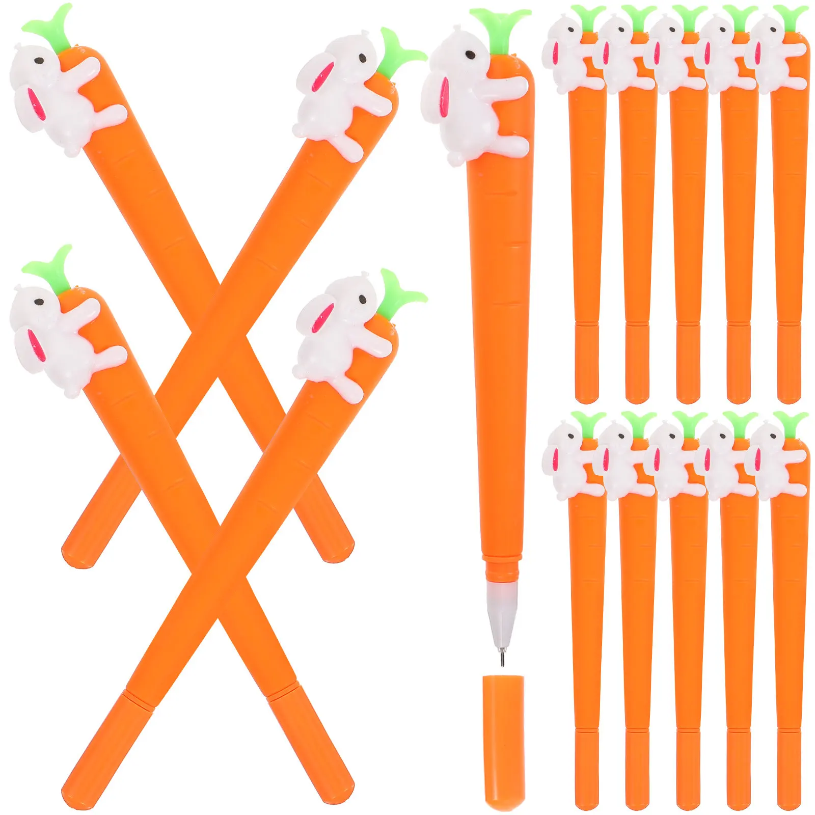 

15Pcs 0.5mm Gel Pen Carrot Shape Rabbit Pattern Cartoon Writing Pen Student Supply Ergonomic Comfort Silicone Material