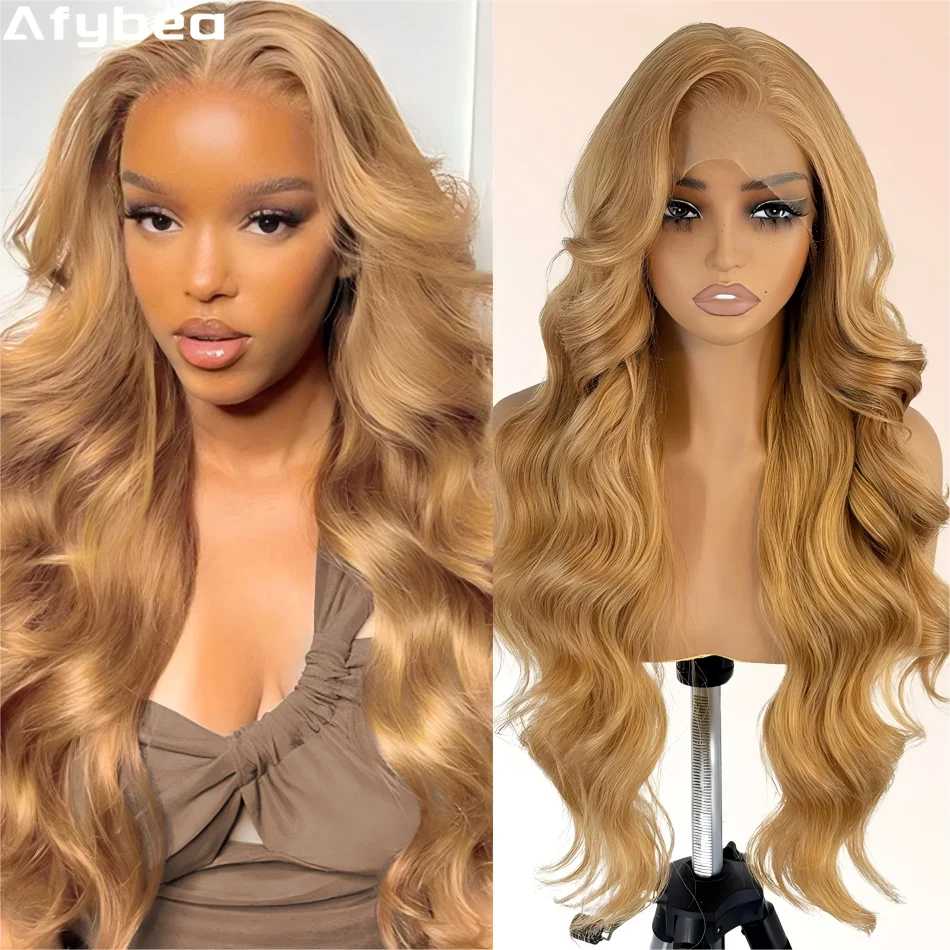 30 بوصة العسل شعر مستعار أشقر شعر الإنسان 13X6 الجسم موجة Hd الدانتيل شعر مستعار أمامي ملون 27 البرازيلي الدانتيل الباروكة الأمامية 250 الكثافة للنساء #1