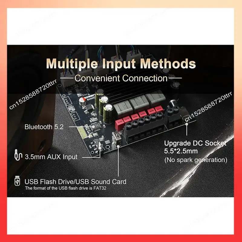 

ABNR NEW S200HS-W Bluetooth 5.2 Subwoofer Digital Amplifier Board 2.1 Channel 100W+100W+200W Wide Voltage 12-24V Stereo Hifi