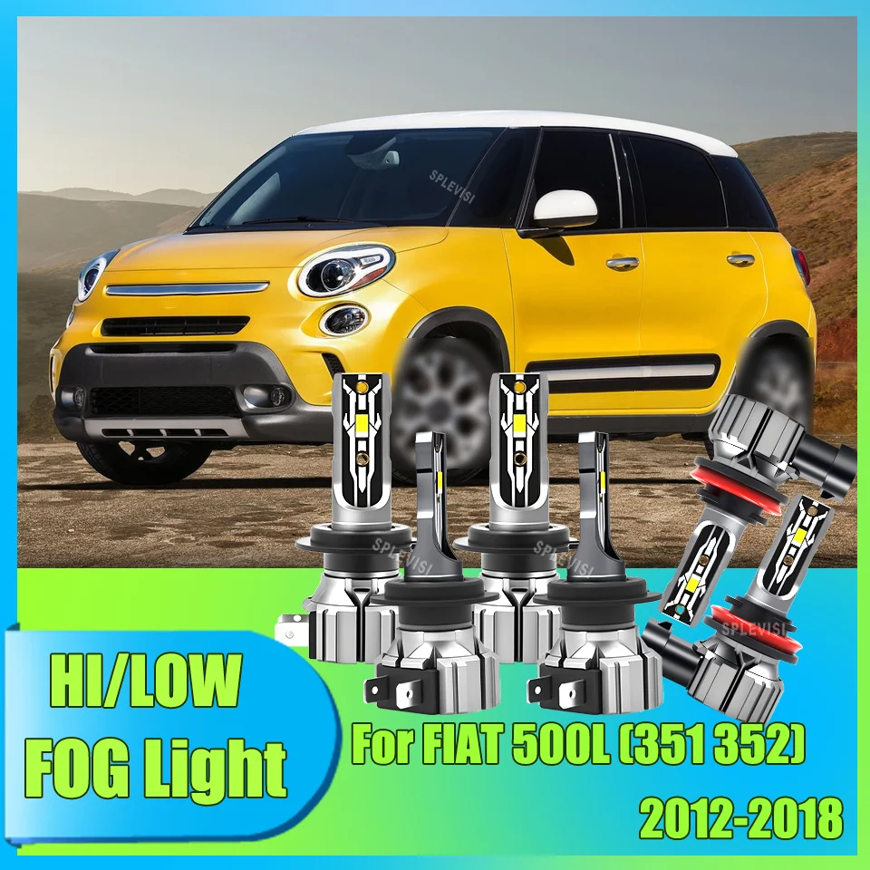 

LED HID 6000K White Headlights Fog Lamps Fanless Halogen Replacement For FIAT 500L (351 352) 2012-2018 2013 2014 2015 2016 2017
