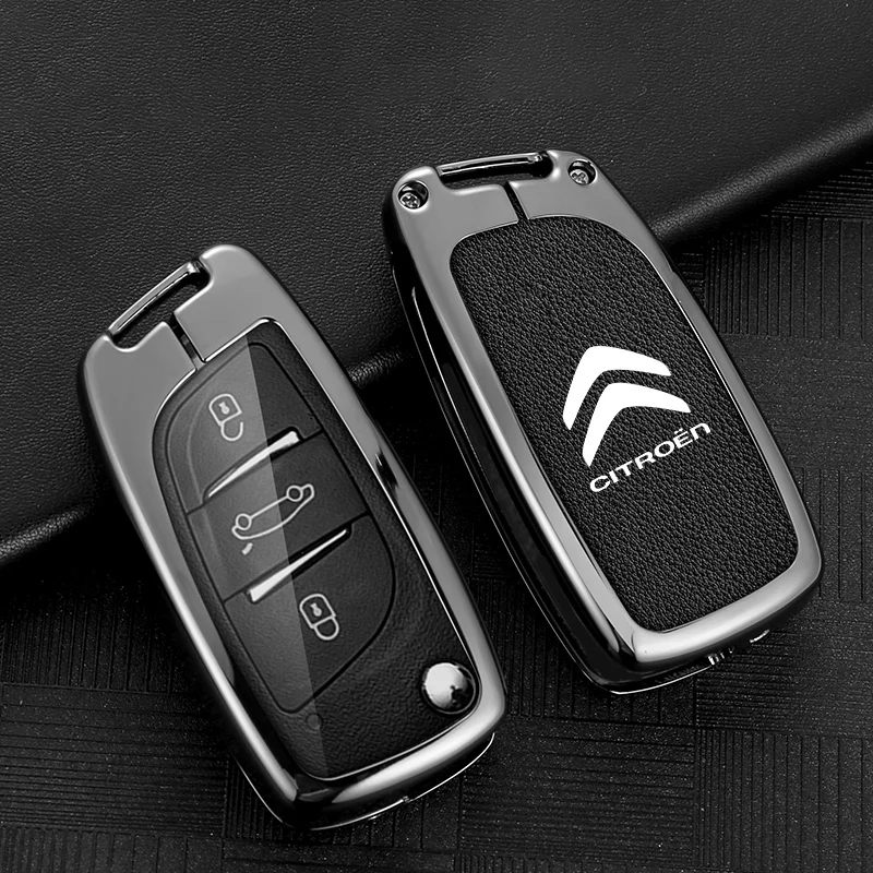 Zinc Alloy Leather Car Flip Remote Key Case Cover Protector Shell Durable For Citroen C1 C2 C3 C4 C5 XSARA PICA Car Accessories