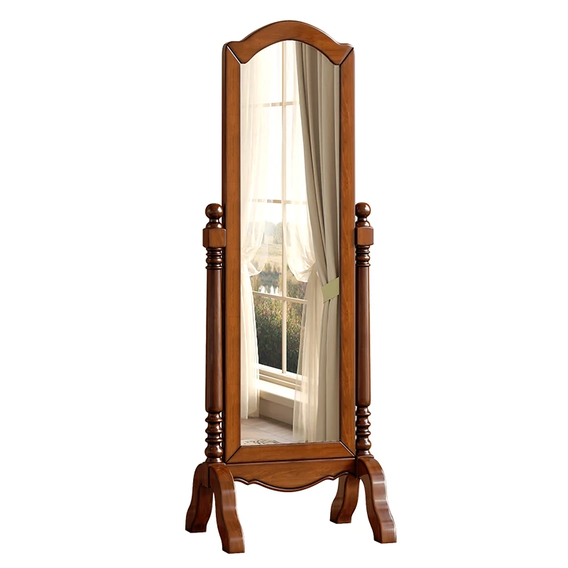 retro solid wood full body mirror floor bedroom home high definition vertical fitting mirror high-end fashion