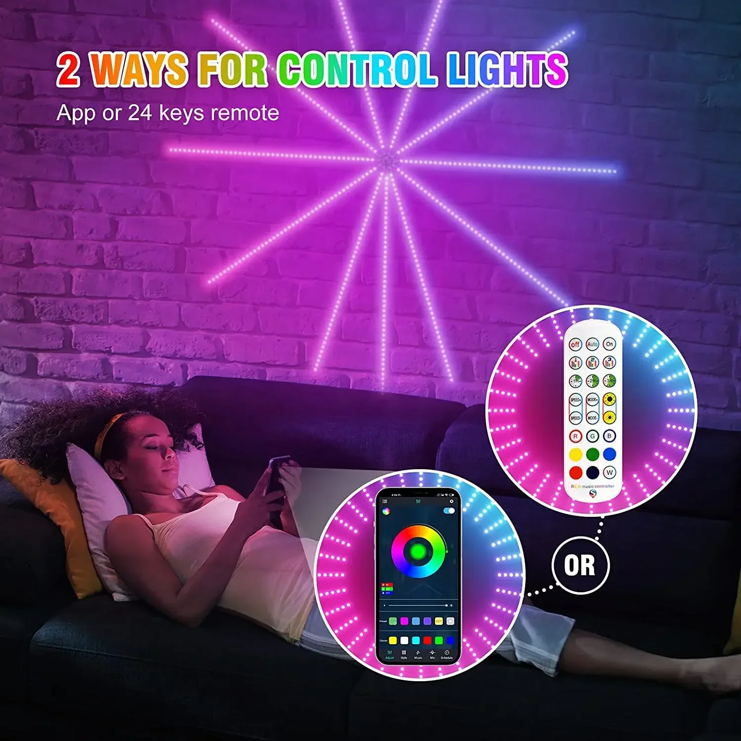 Rgbic Vuurwerk Led Strip Licht Bluetooth Smart Neon Strip APP Led Verlichting Strips Usb 5V Led Strips Kerstfeest decoratie