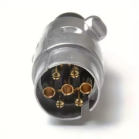 7 Pin Metal Trailer Plug Towbar Towing Lights Socket Car Van Caravan 12V 7 Pole Towing Connectors Adapter Aluminum Alloy Plug