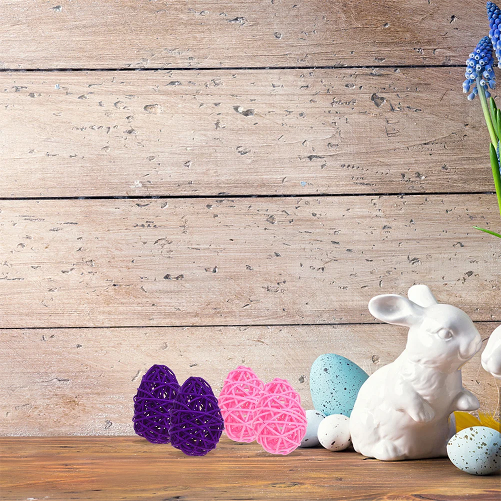 

12Pcs Oval Rattan Wicker Balls Handwoven Easter Egg Shape Ornaments Festive Decorations for Table Centerpiece Vase Filler Party