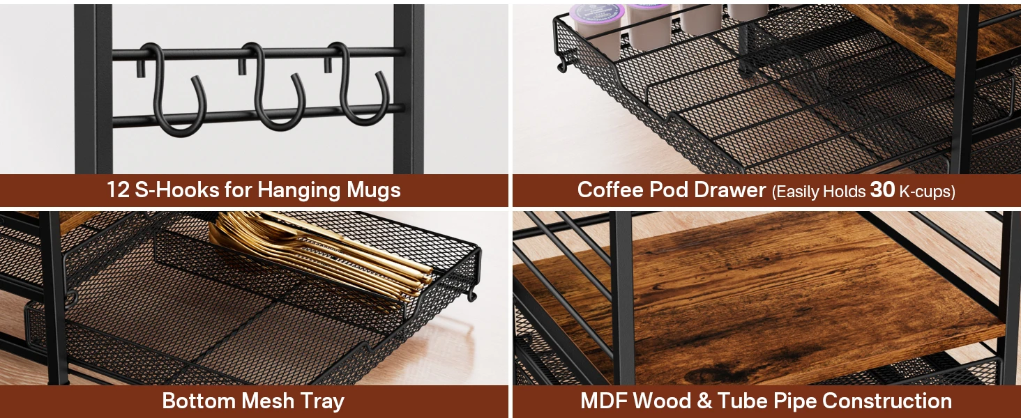 Coffee Bar Organizer Coffee Station K Cup Holder for Countertop
