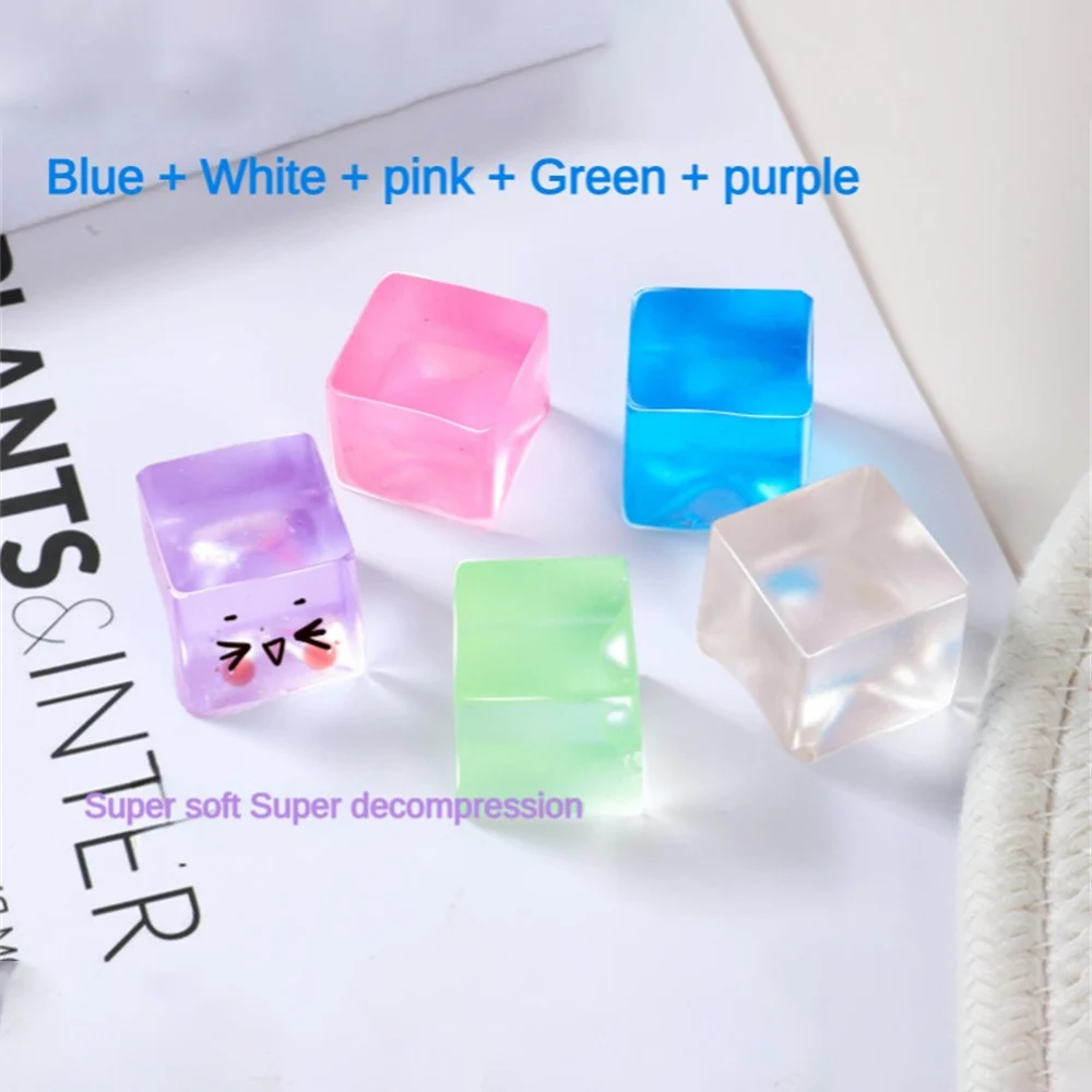 Colorful Creative Ice Block Squeeze Toy High Resilience Pinch Squishy Anti-stress Ball Decompression Gifts Stress Relief Toys