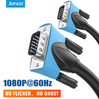 Jasoz 1080P VGA Cable 15 Pin VGA Male to Male Black Braided High Premium Shielding HDTV VGA Cable With Ferrite Core1M 5M 10M 20m