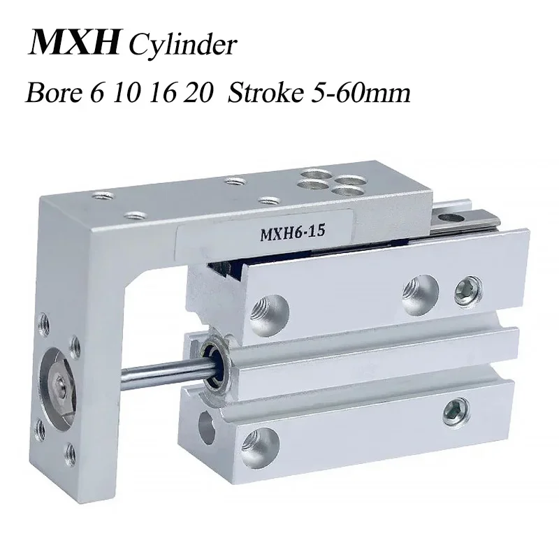 HLH MXH6 MXH10 MXH16 MXH20 Precision Air Pneumatic Cylinder Linear MXH Rail Cylinder Side Rail Guide Rod Small Precision Slider