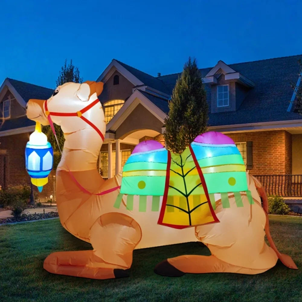 

1.8M/6FT Ramadan Inflatable Camel Decoration Built-in LED Lights Muslim Islam Festival Party Decorations Yard Garden Outdoor Dec