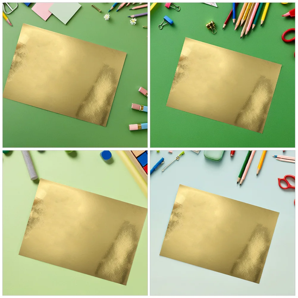 Cartulina metálica brillante hecha a mano para álbum de recortes, 60 uds., para niños, proyectos de manualidades Diy, hojas de Arte de aluminio, papel de construcción dorado