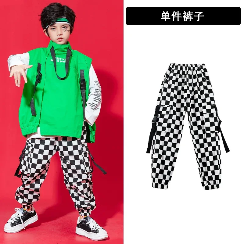 Street-Dance-Set für Kinder, trendige Marke für Jungen, hübsche Weste, langärmelige karierte Hose, Hip-Hop-Performance-Anzug, Jazz-Da für Mädchen