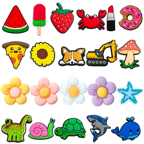 1 Uds. De dijes de zapatos de pez, tortuga, caracol de dibujos animados, accesorios para sandalias, alfileres, decorar regalos para niñas y niños