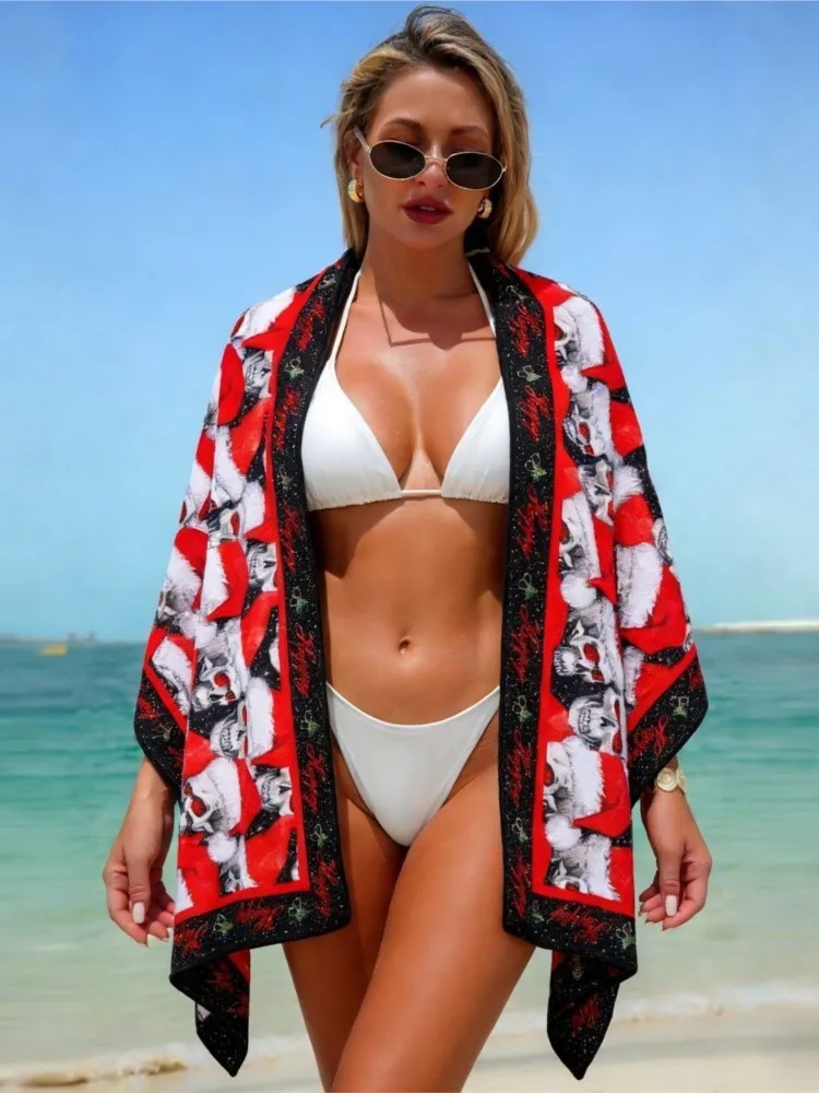 

Женская блузка, модный женский шарф-накидка с принтом, солнцезащитный, для пляжа, мягкий, свободный, для накидки поверх бикини