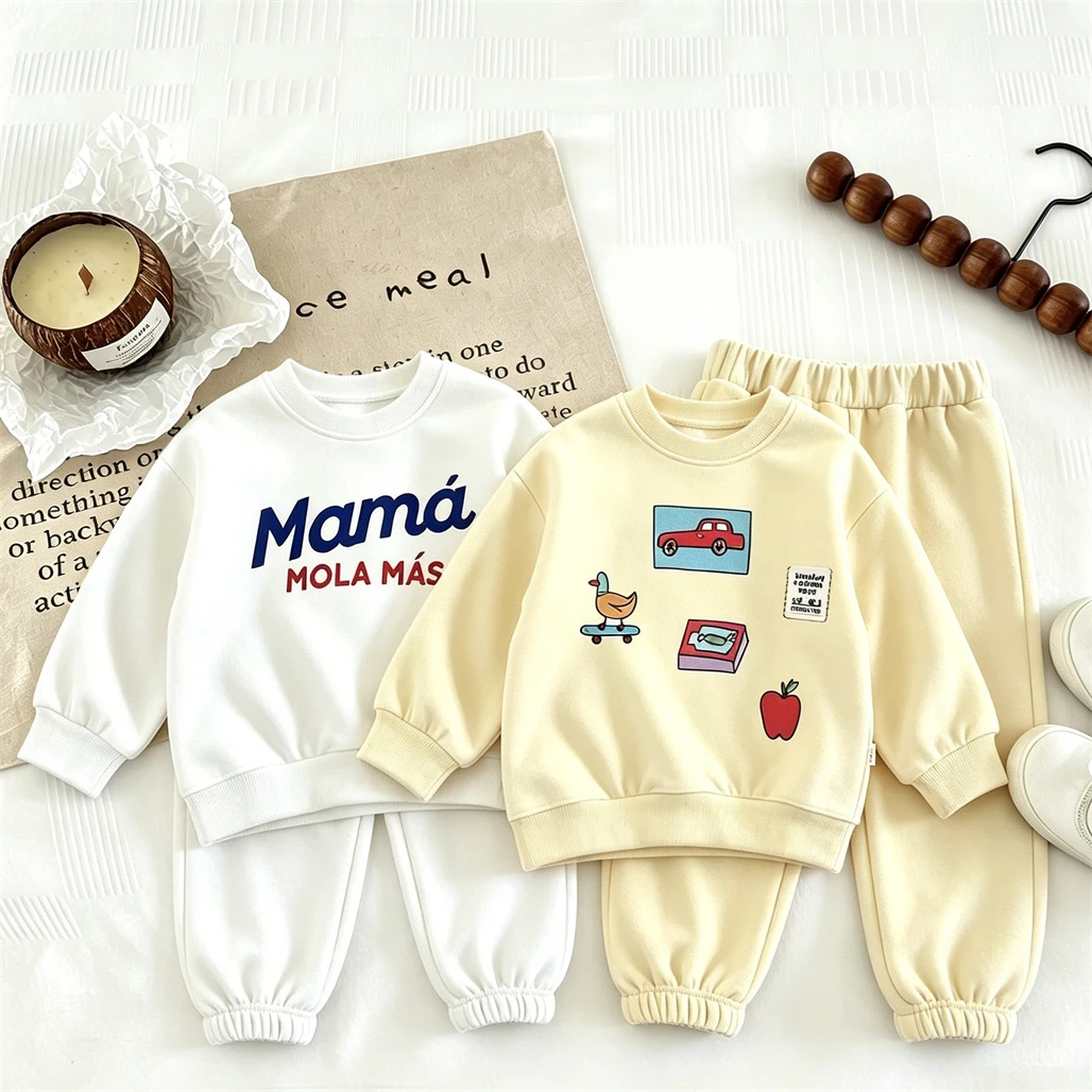 Lovely Hoodie+Pants For Boys Girls Loose Casual Sports Pullovers All-match Sweatpants 2pcs Toddler 2026 Spring Autumn Wear