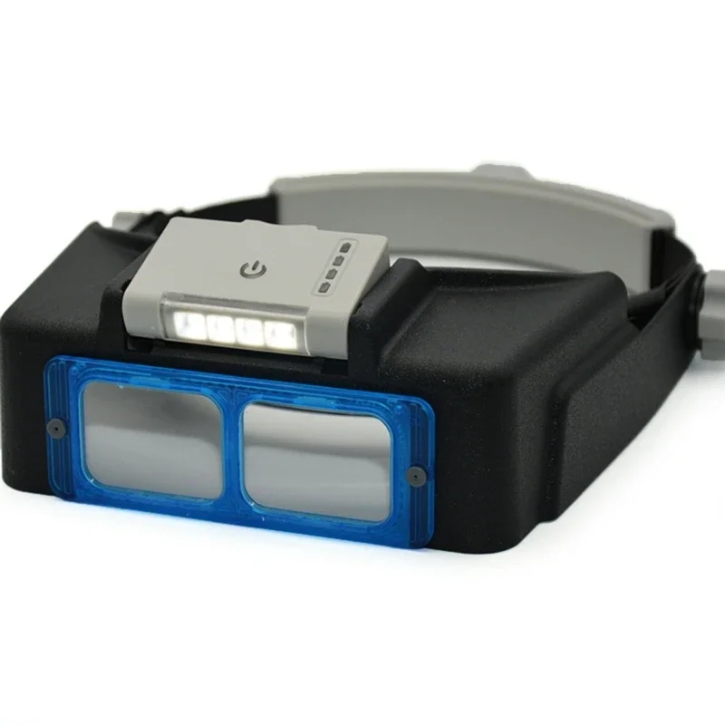 LED Heads Magnifier,Hands Headband Glasses with 4 Led,Professional-Jeweler Loupe,1.5X 2X 2.5X 3.5X Magnifier