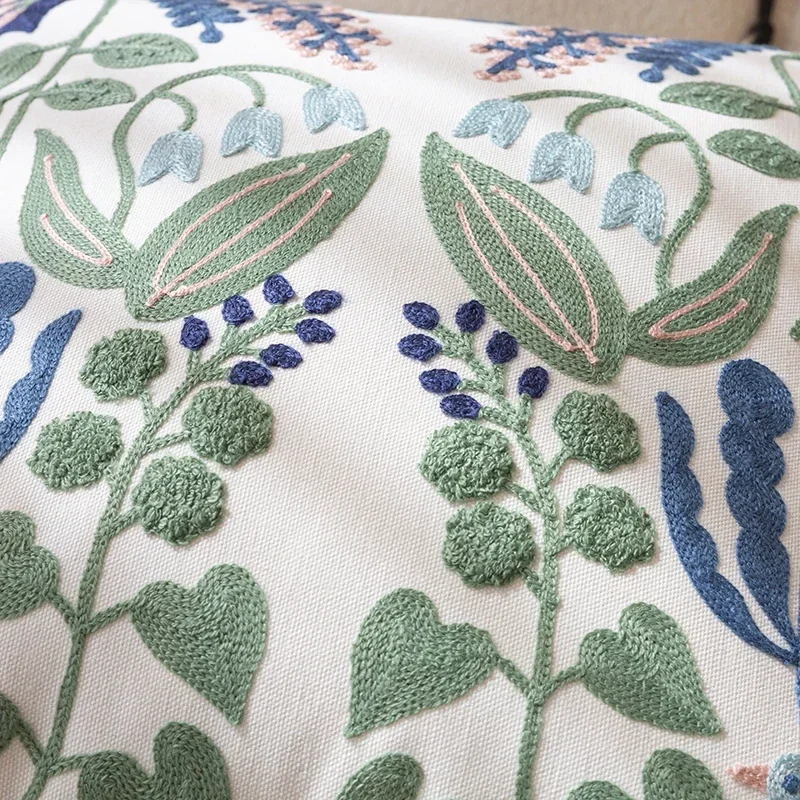 Reine Baumwolle bestickt Büro Kissen Kissenbezug Auto Kissenbezug 45X45CM Lenden Kissenbezüge Sofa Kissenbezug – Detail 4