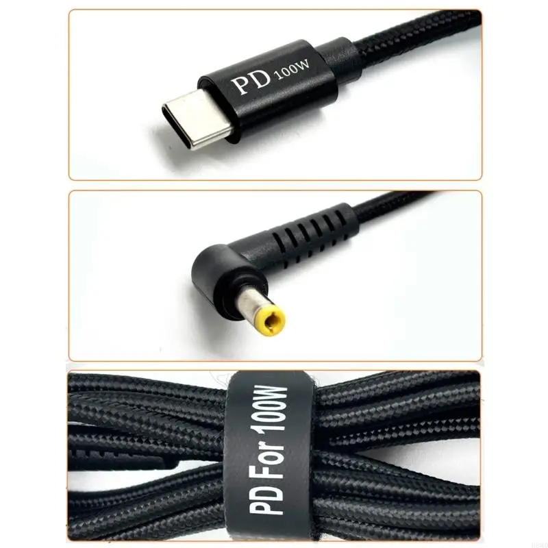 10-End USB C DC5525 Power Delivery Conversion Cable Set, Up to 100 W Support with Changeable Power Ends, Elbow Output and a H8WD
