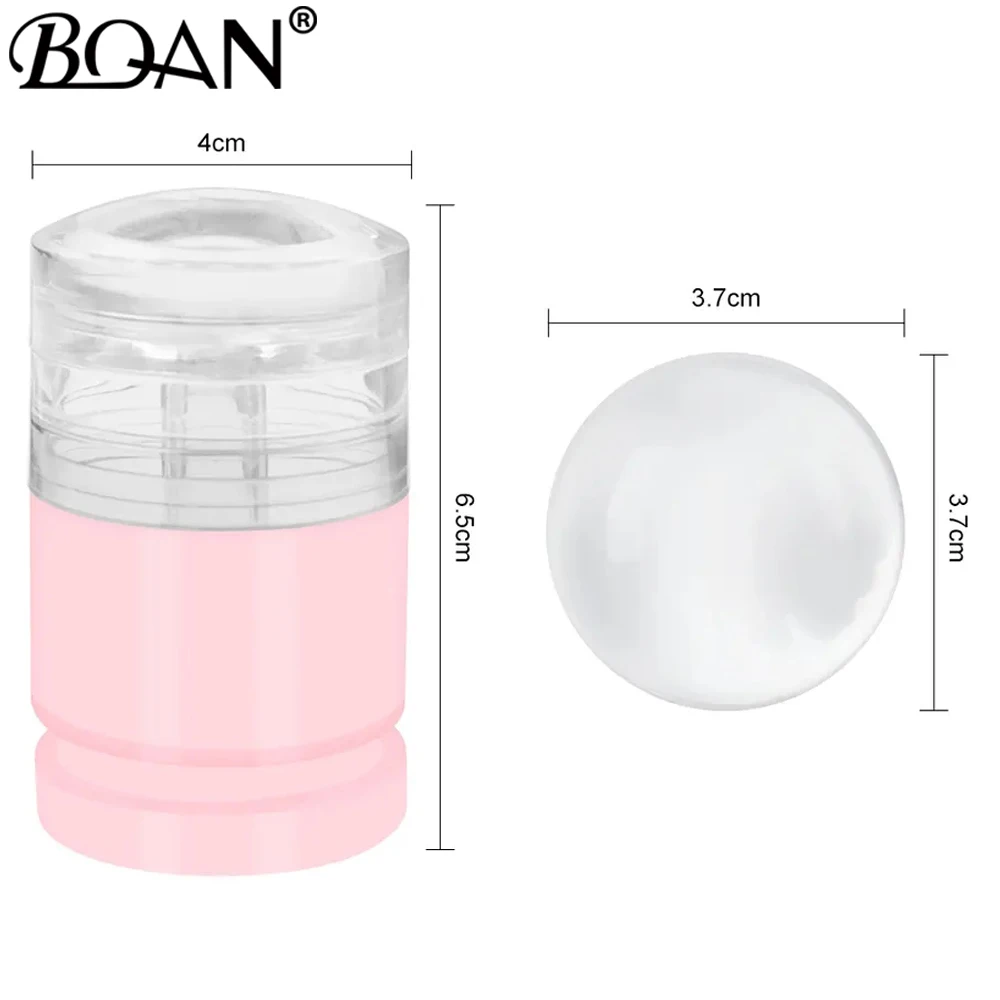 BQAN Pink Resizable Nails Art Stamping  Adjustable Different Size Spiral Button Silicone Nail Art Stamping Stamper And Scrapers