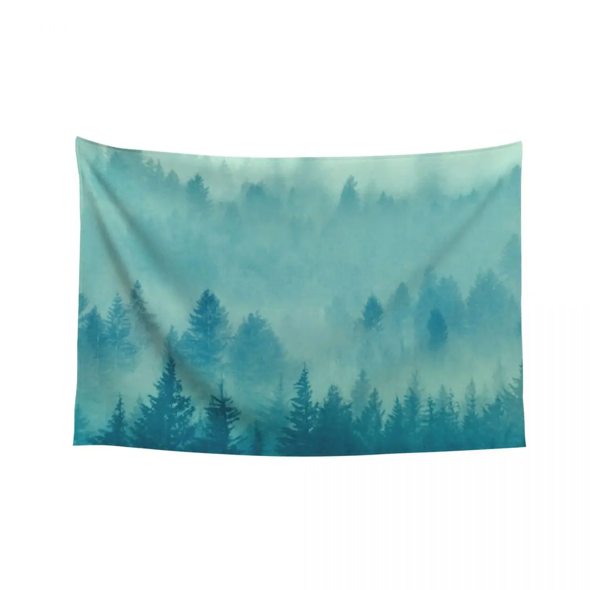 

Fog Forest - Blue Green Washington State Woods Foggy Trees Tapestry Aesthetic Decoration Living Room Decoration Tapestry
