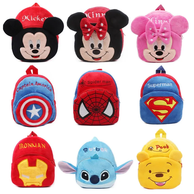 

Disney Anime Cartoon Figures Mickey Mouse Pooh Bear Avengers Spiderman Captain America Plush Bag Backpack Kids Xmas Toy Gifts