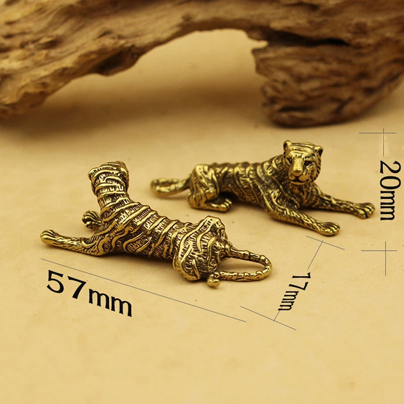 1pc Tiger 3D statua in fusione di ottone Mini figurina in metallo animale decorazioni per la casa 57*17*20mm